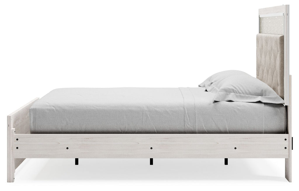 Lit capitonné blanc avec éclairage LED