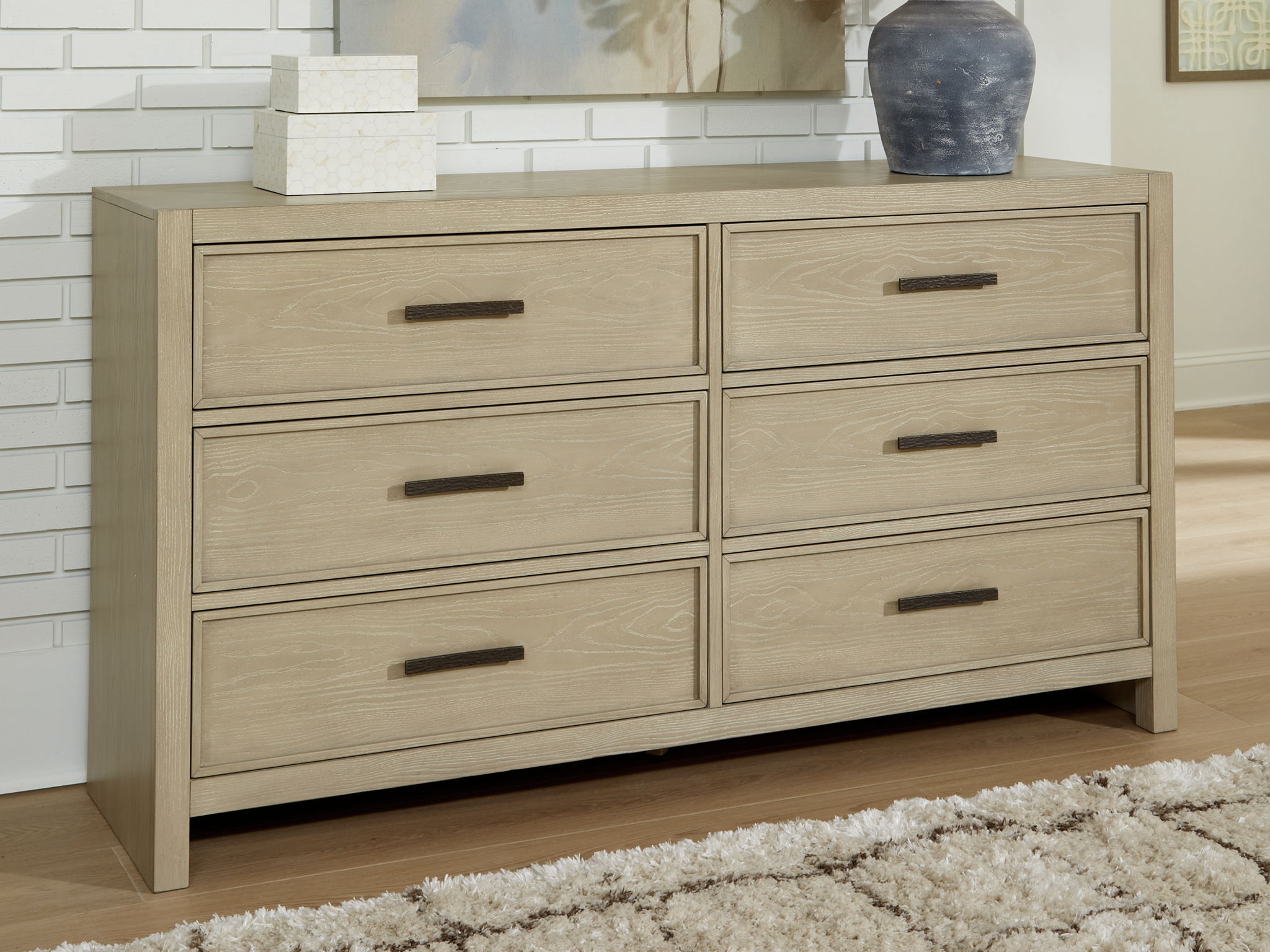 Commode grise avec miroir