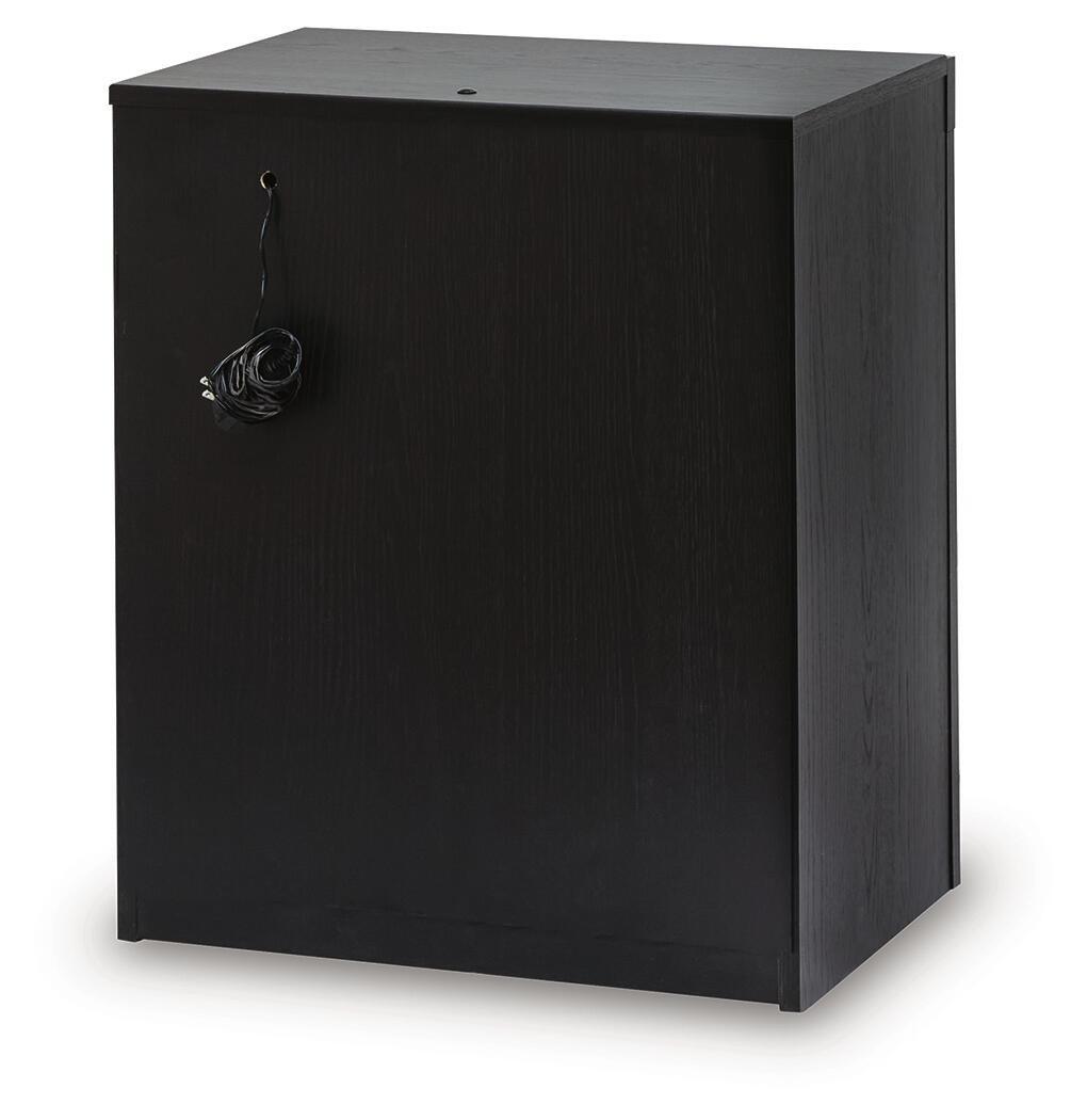 Table de chevet noire à deux tiroirs avec LED et USB