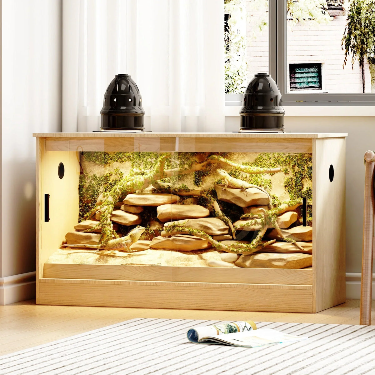 Habitat pour reptiles - Terrarium spacieux pour lézards, serpents et plus - 47,2