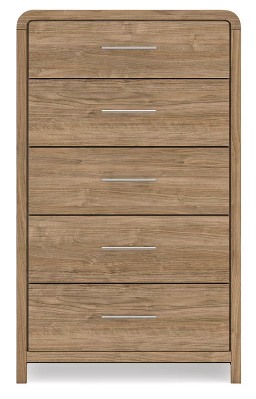 Commode brune à cinq tiroirs