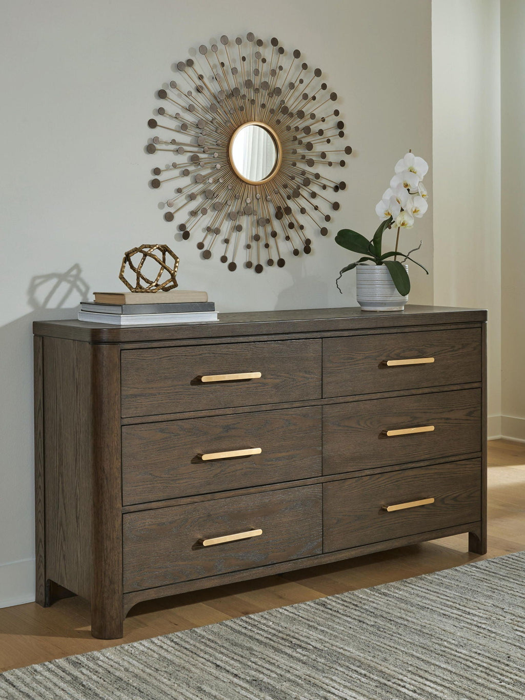 Commode marron foncé avec miroir