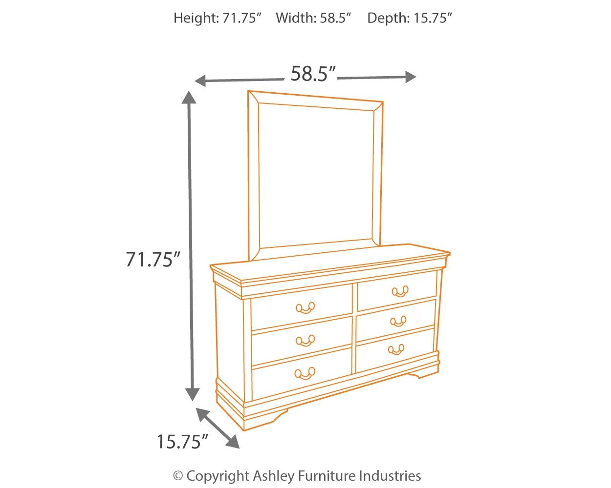 Commode traditionnelle brun foncé avec miroir