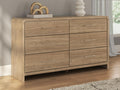 Commode six tiroirs brun clair avec miroir