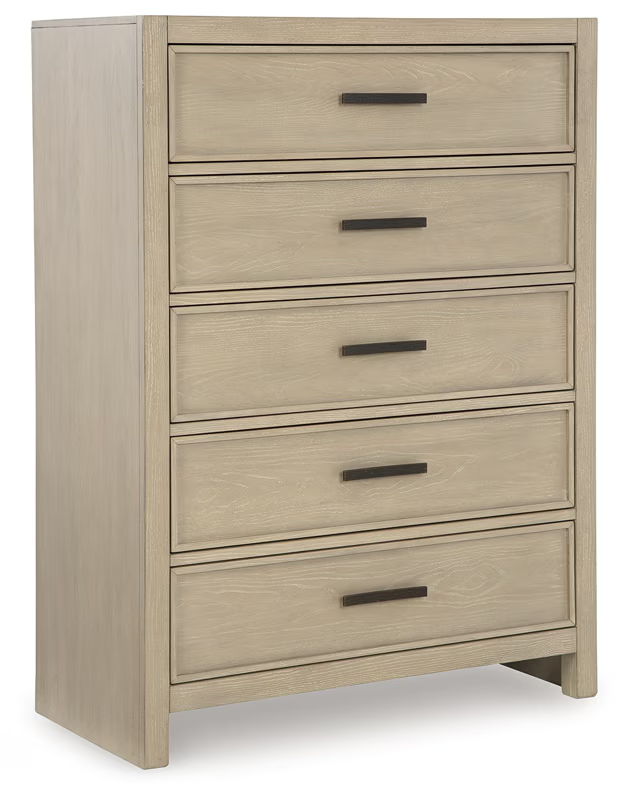 Commode grise à cinq tiroirs