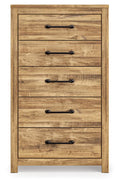 Commode marron à cinq tiroirs