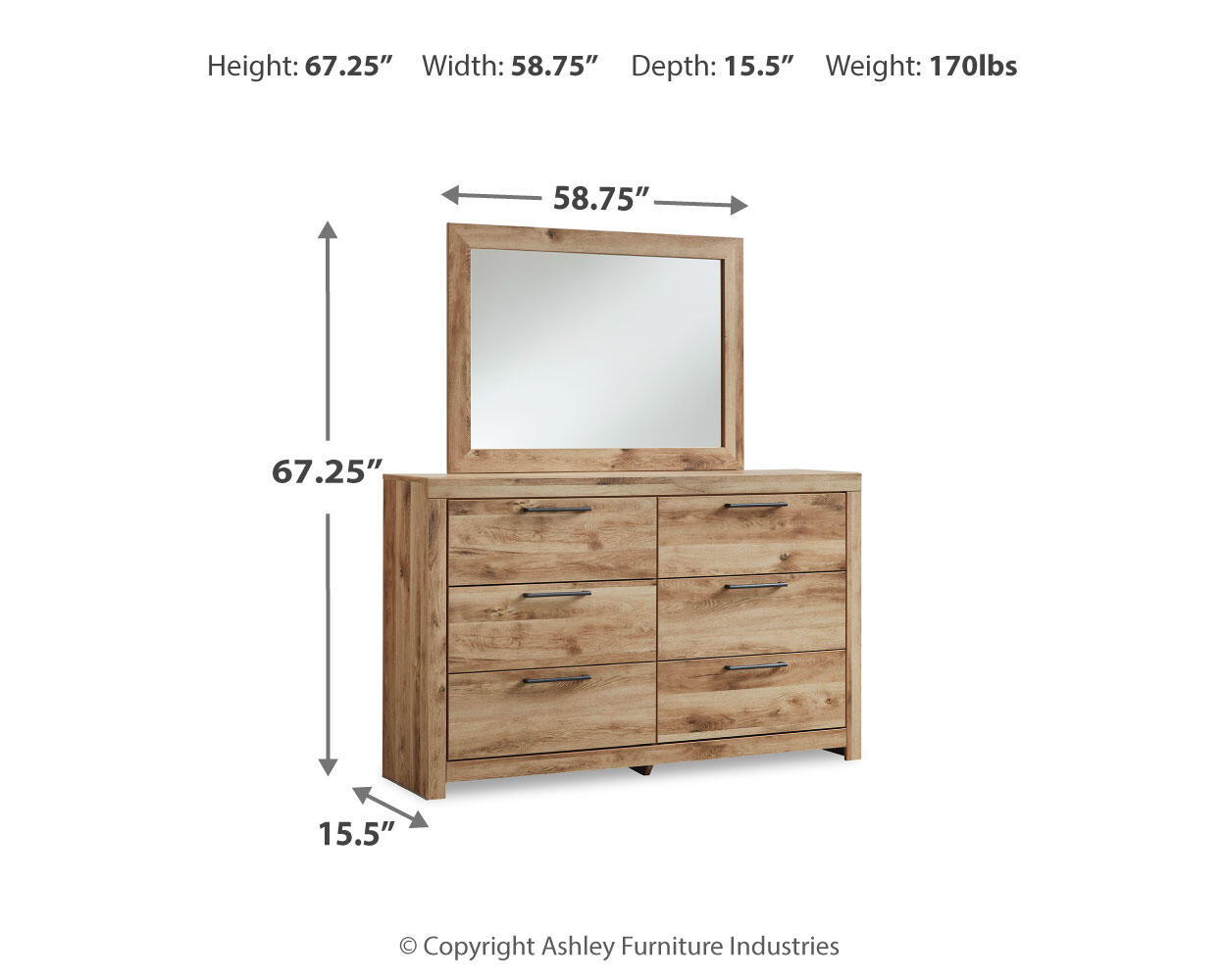 Commode couleur tan avec miroir