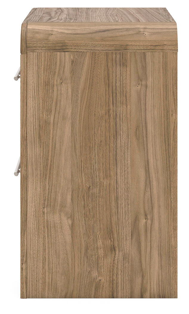 Table de chevet marron à deux tiroirs avec port de chargement USB