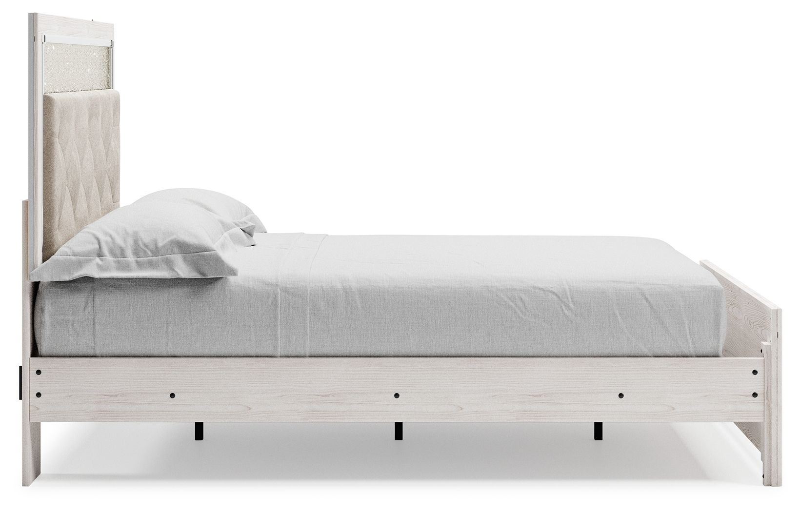 Lit capitonné blanc avec éclairage LED