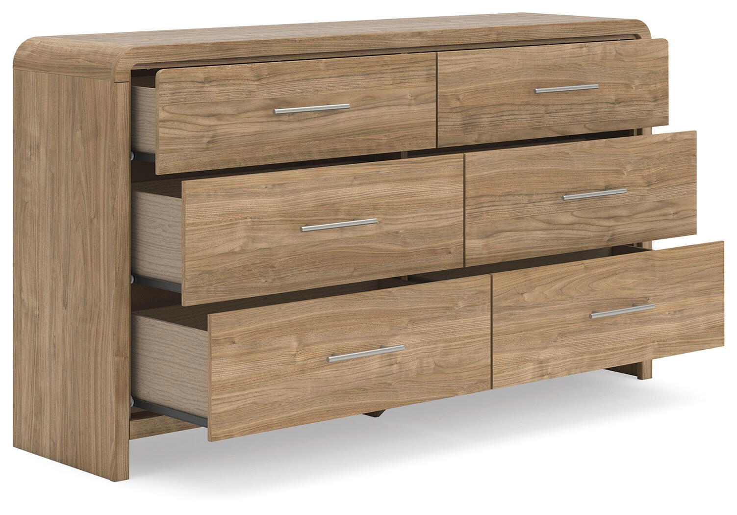 Commode six tiroirs brun clair avec miroir