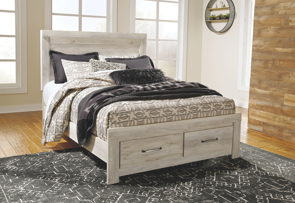 Lit plateforme blanchi avec rangement