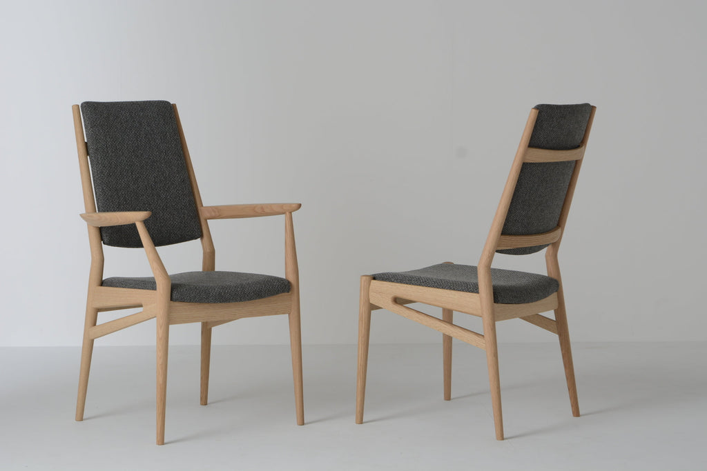 Chaise de salle à manger en tissu et cuir Chêne rouge