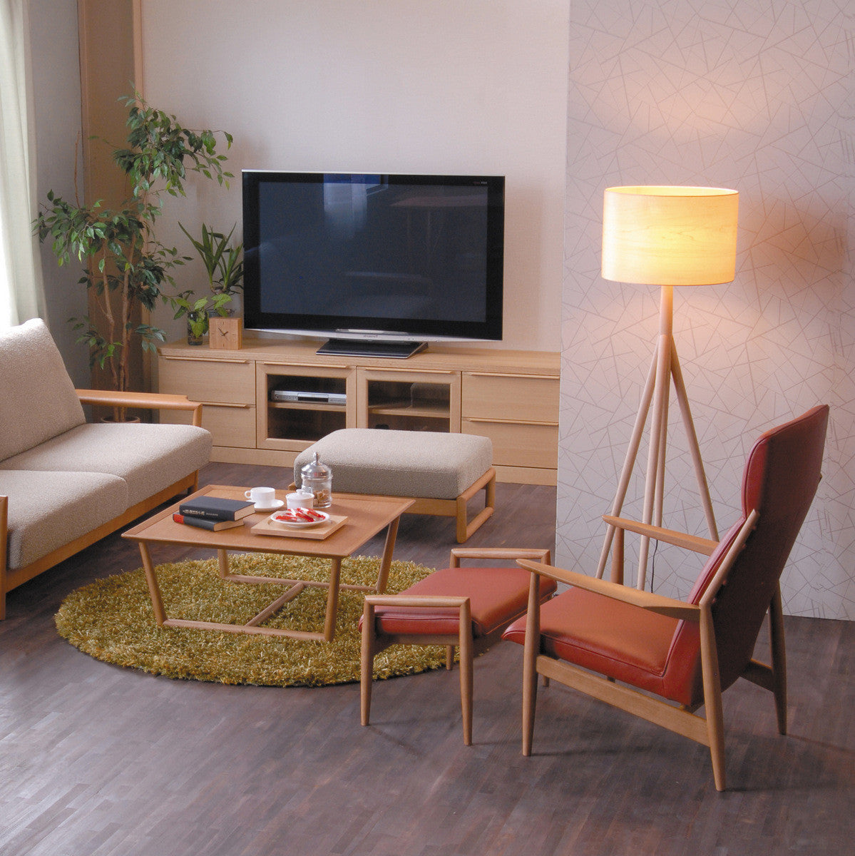 Fauteuil en tissu et cuir