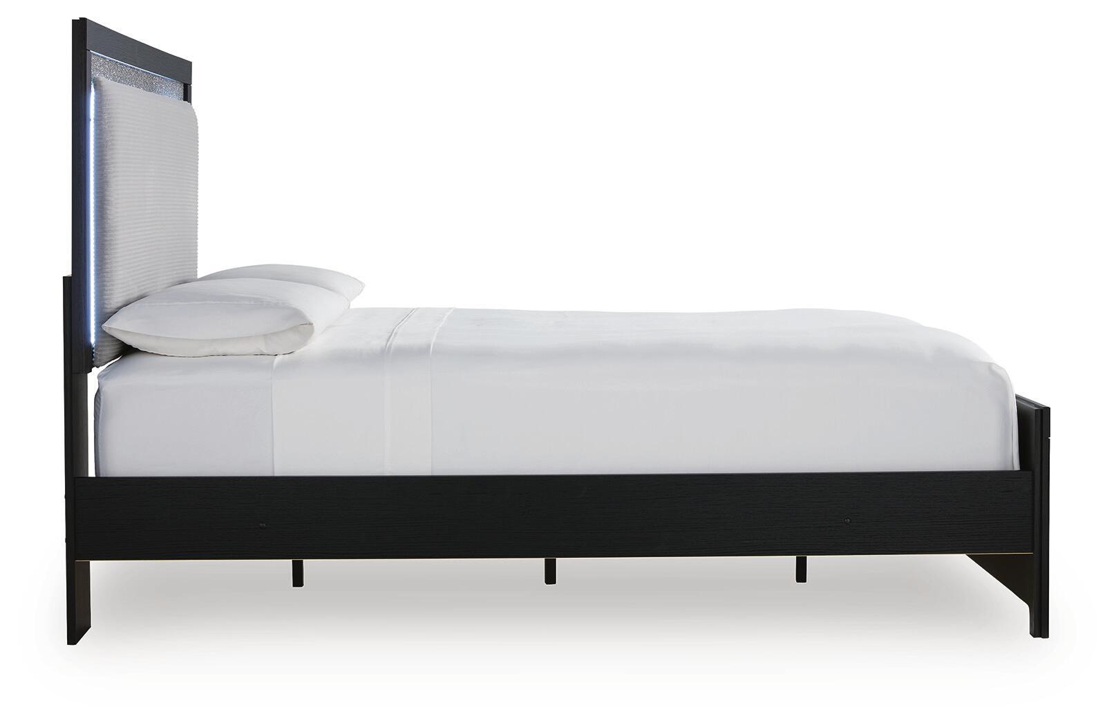 Lit capitonné noir avec éclairage LED