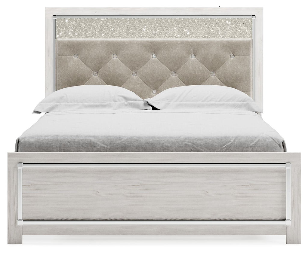 Lit capitonné blanc avec éclairage LED