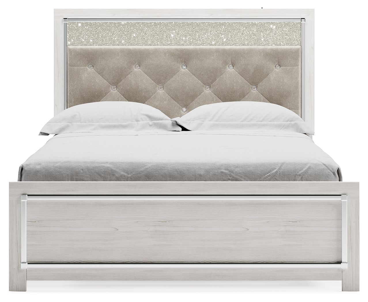 Lit capitonné blanc avec éclairage LED