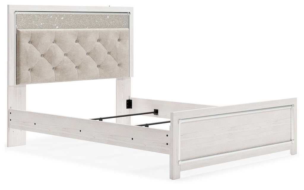 Lit capitonné blanc avec éclairage LED