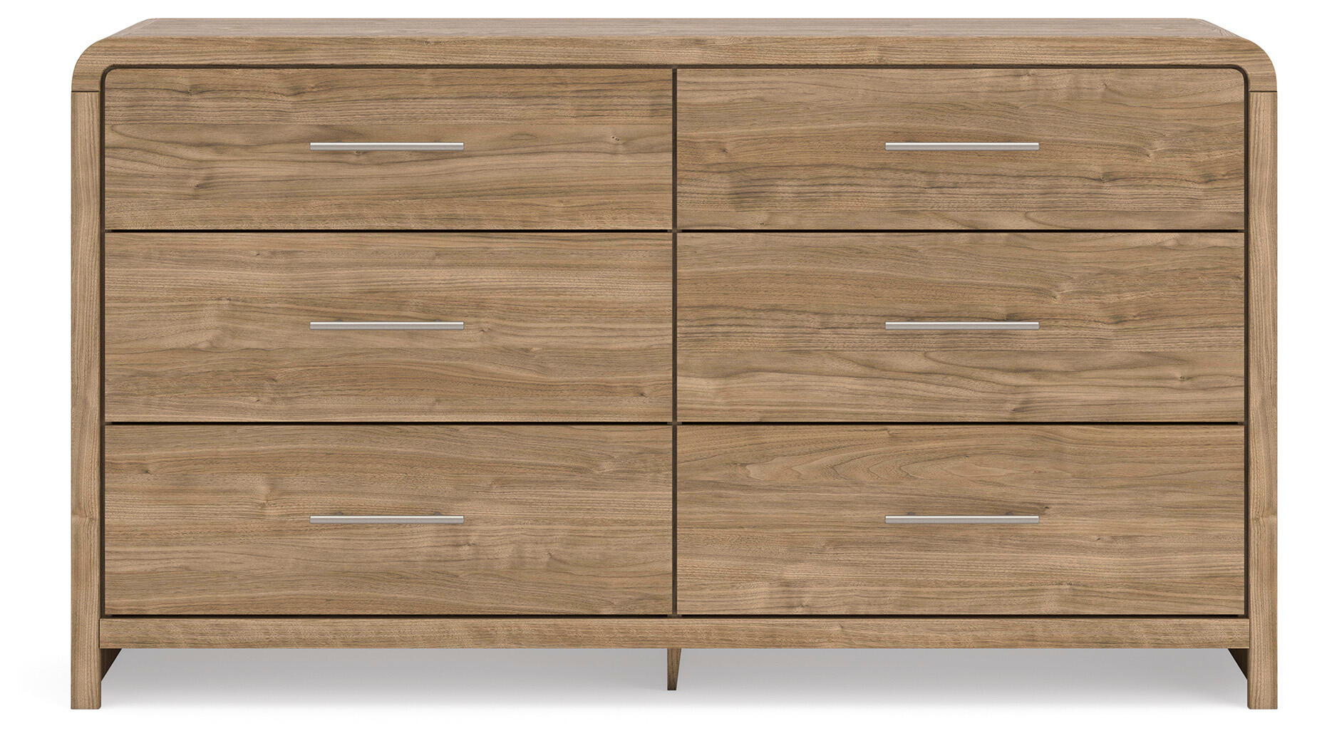 Commode six tiroirs brun clair avec miroir