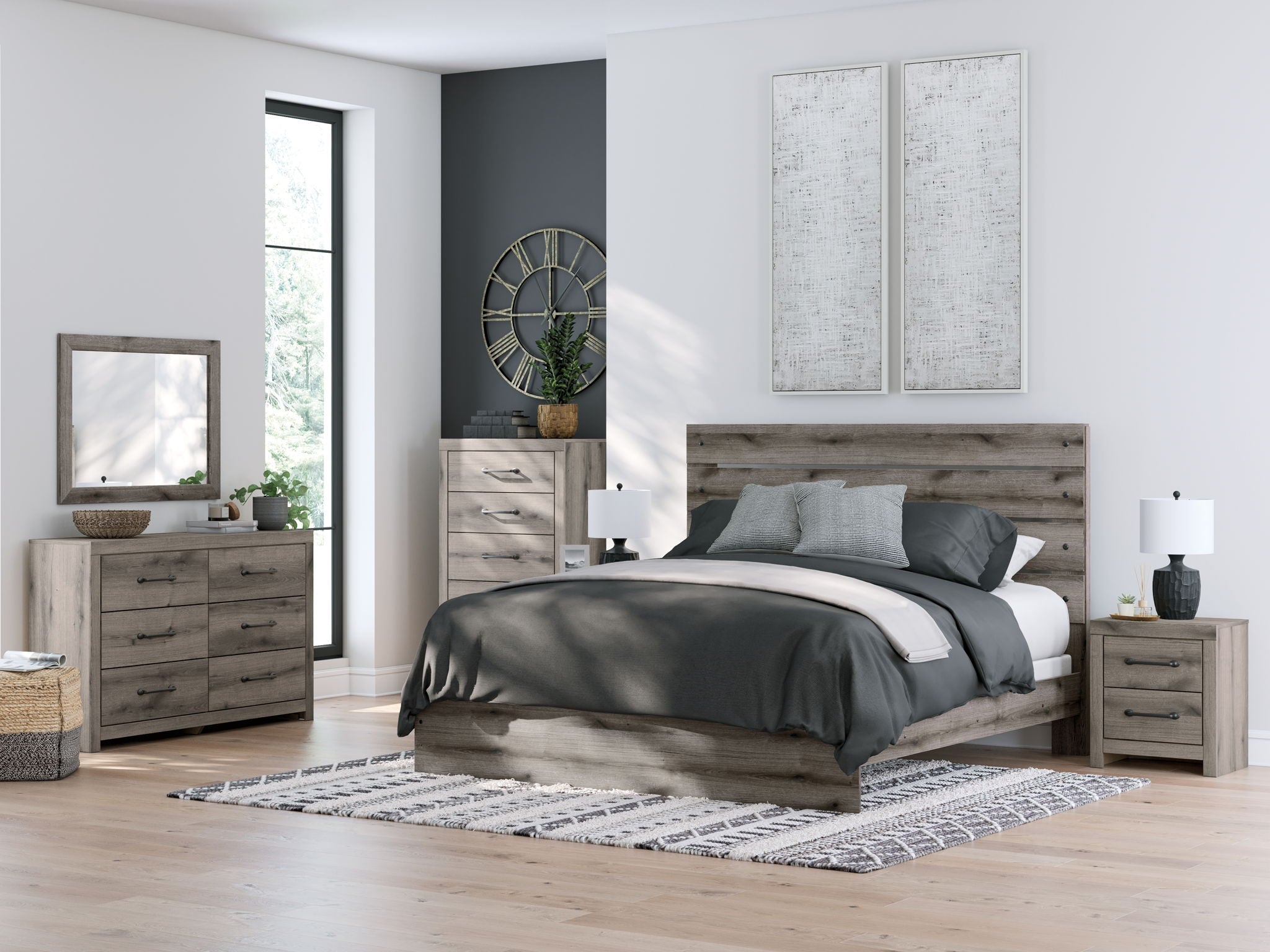Commode six tiroirs gris foncé