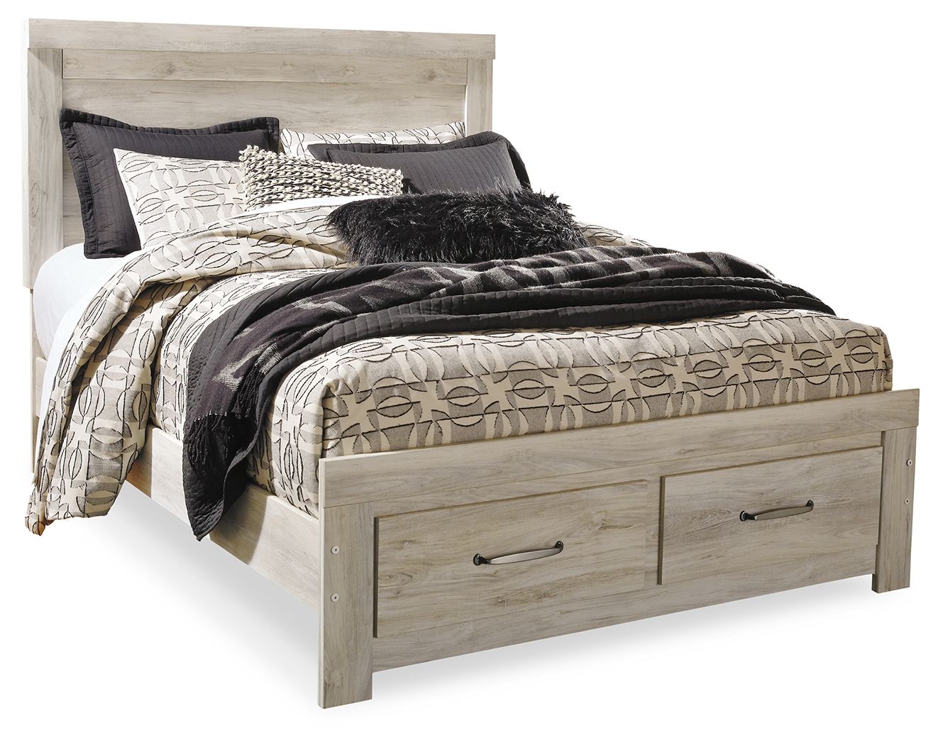 Lit plateforme blanchi avec rangement
