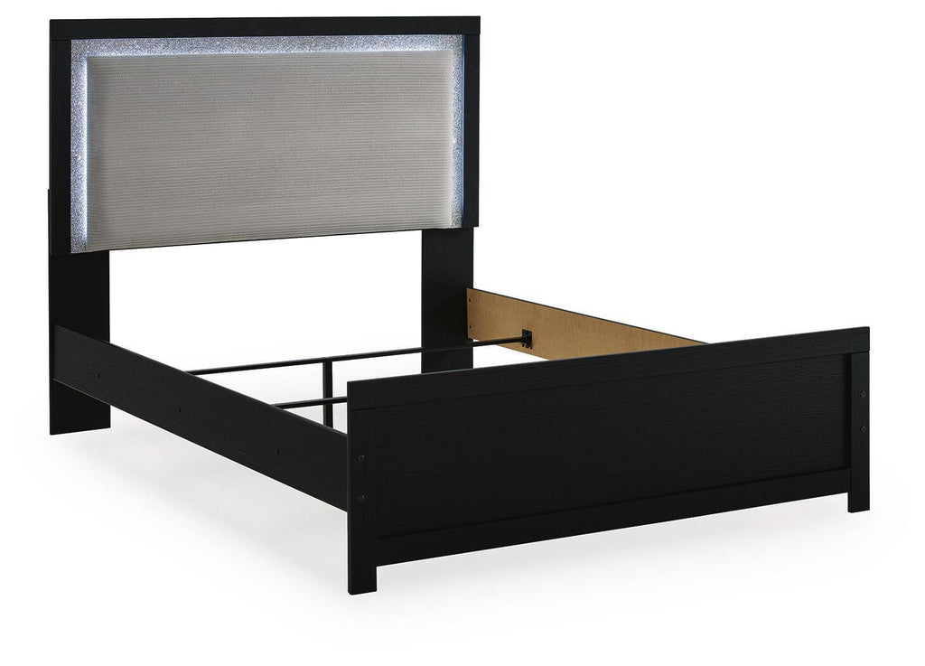 Lit capitonné noir avec éclairage LED