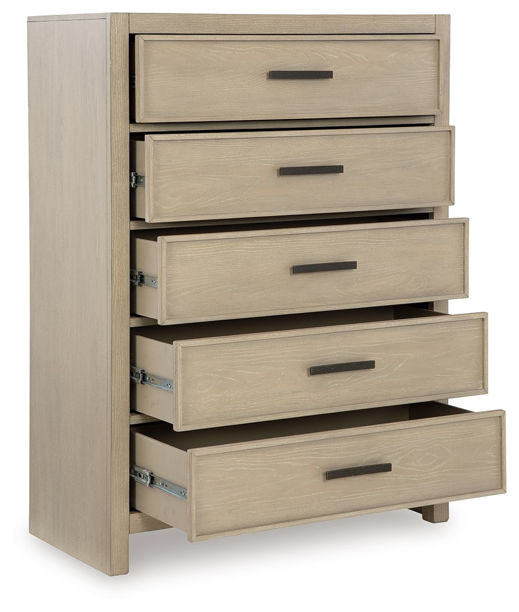 Commode grise à cinq tiroirs