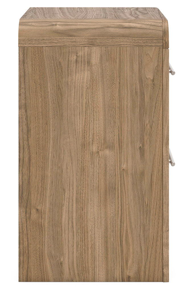 Table de chevet marron à deux tiroirs avec port de chargement USB